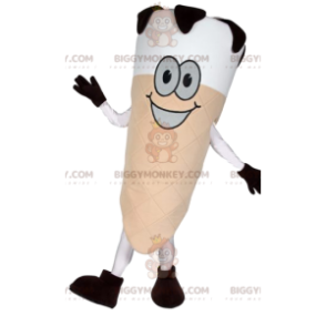 Costume de mascotte BIGGYMONKEY™ de cornet de glace blanche et