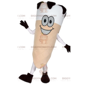 Traje de mascote de casquinha de sorvete BIGGYMONKEY™ branco e