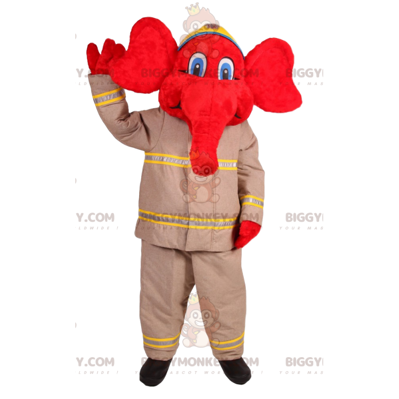 Costume de mascotte BIGGYMONKEY™ d'éléphant rouge en tenue de