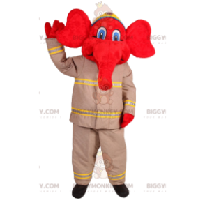 Costume de mascotte BIGGYMONKEY™ d'éléphant rouge en tenue de