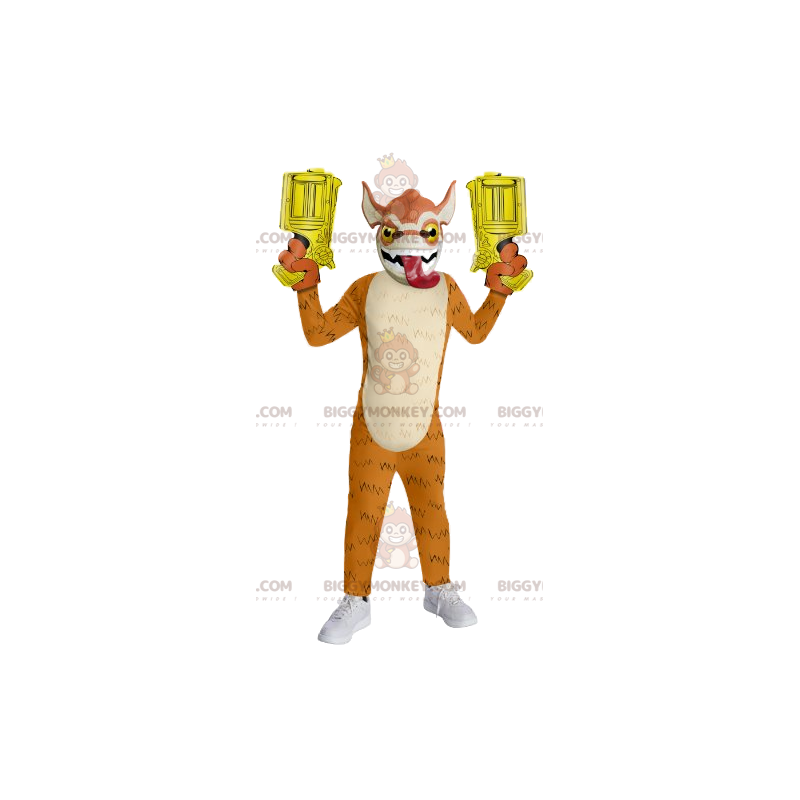 Orange Dragon BIGGYMONKEY™ maskotdräkt, med vapen - BiggyMonkey
