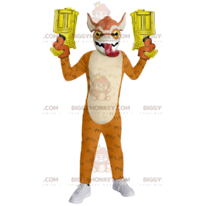 Orange Dragon BIGGYMONKEY™ Mascot Costume, with Guns –