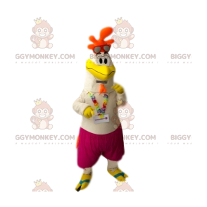 Colorful Smiling Rooster BIGGYMONKEY™ Mascot Costume with