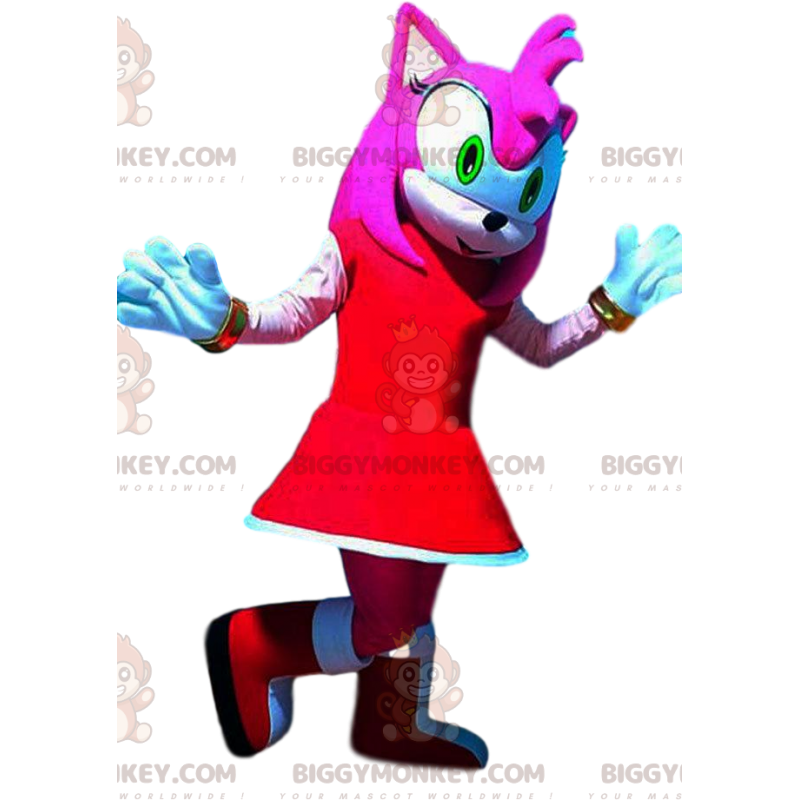 Traje de mascote BIGGYMONKEY™ Amy Rose, Noiva de Sonic, Ouriço