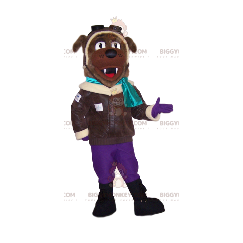 Costume de mascotte BIGGYMONKEY™ de chien marron en tenue