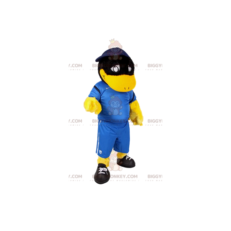 BIGGYMONKEY™ Mascot Costume Black Duck In Soccer Outfit -