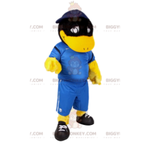 BIGGYMONKEY™ Mascot Costume Black Duck In Soccer Outfit –