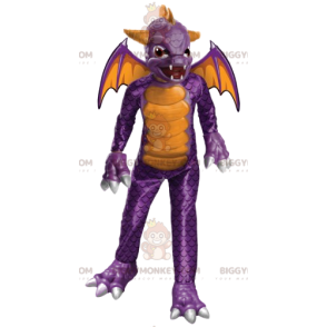 Costume de mascotte BIGGYMONKEY™ de diable violet et jaune très