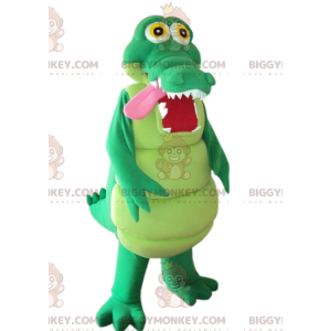 Zeer leuk BIGGYMONKEY™-mascottekostuum met groene krokodil -