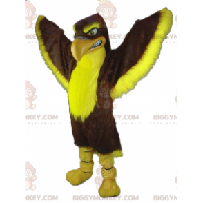 Traje de mascote gigante de águia marrom e amarelo BIGGYMONKEY™