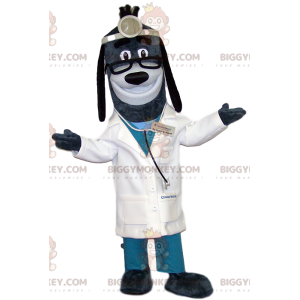 Kostým maskota BIGGYMONKEY™ Šedý pes v doktorském oblečení –