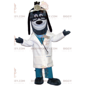 BIGGYMONKEY™ mascottekostuum grijze hond in dokter outfit -