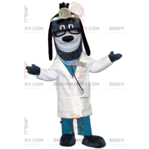Kostým maskota BIGGYMONKEY™ Šedý pes v doktorském oblečení –