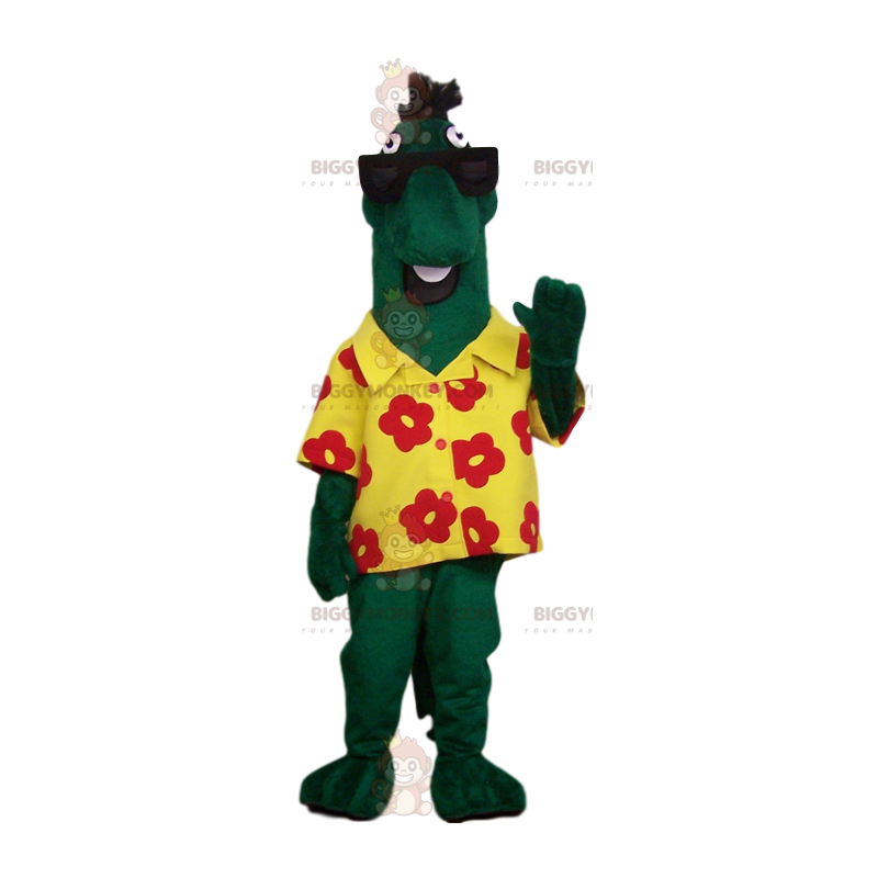 Odd Green Horse BIGGYMONKEY™ mascottekostuum met Hawaiiaans