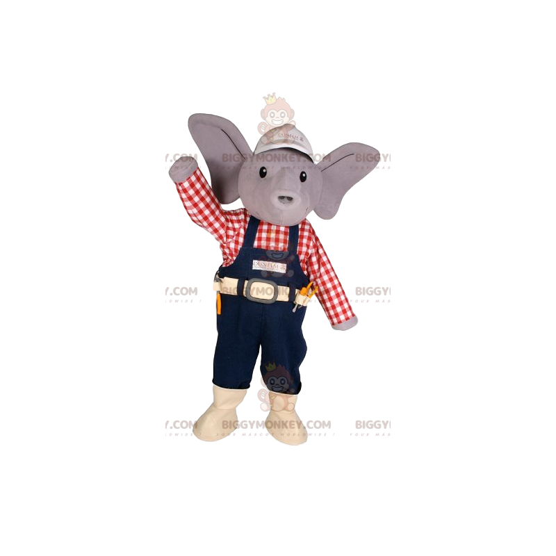 BIGGYMONKEY™ Little Grey Mouse Mascot -asu Handyman-asussa -