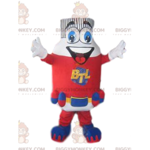 Costume de mascotte BIGGYMONKEY™ de bouteille rouge et bleue