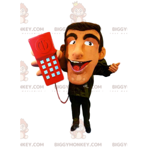 Rep BIGGYMONKEY™ mascottekostuum met rode telefoon -