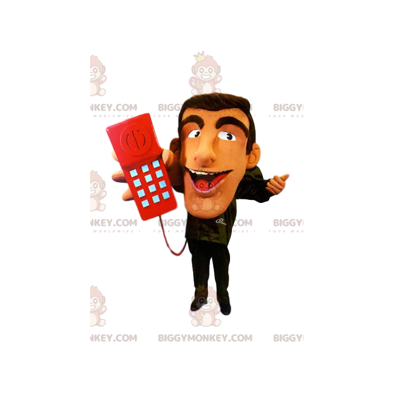 Kostým maskota zástupce BIGGYMONKEY™ s červeným telefonem –