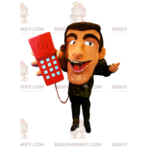 Rep BIGGYMONKEY™ mascottekostuum met rode telefoon -
