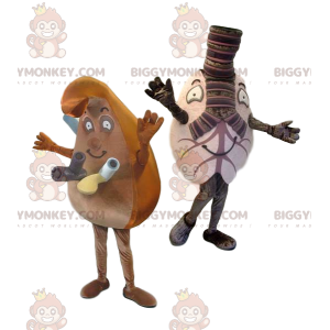 BIGGYMONKEY™s maskot av två bruna och grå kroppar - BiggyMonkey