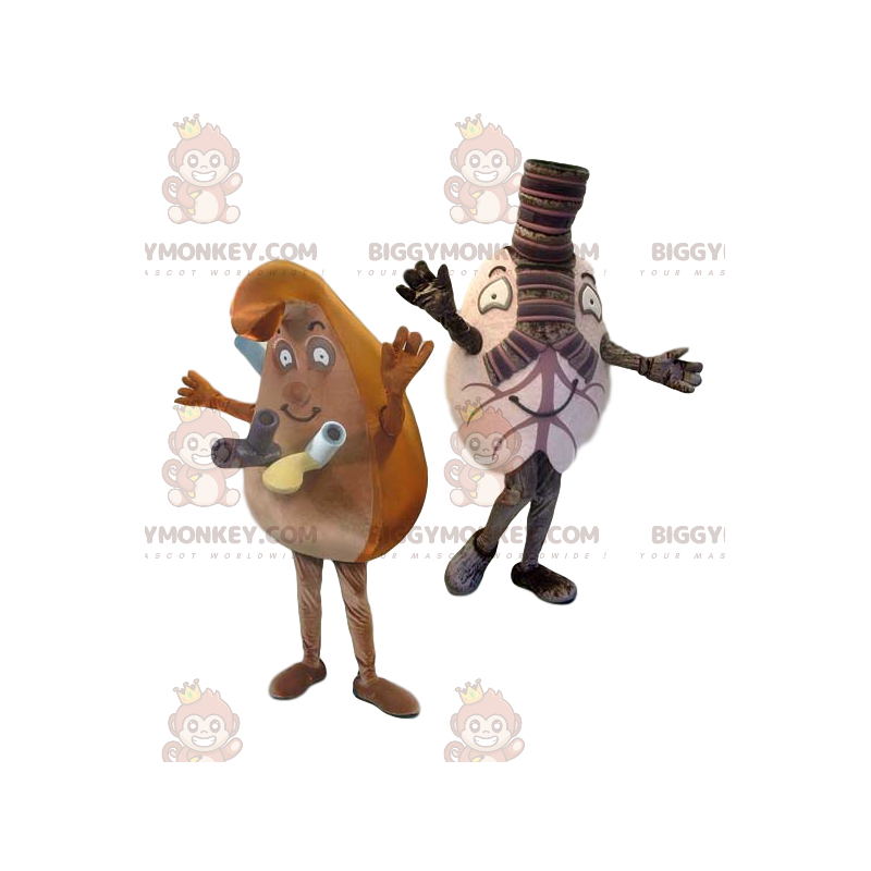 BIGGYMONKEY™s maskot av två bruna och grå kroppar - BiggyMonkey
