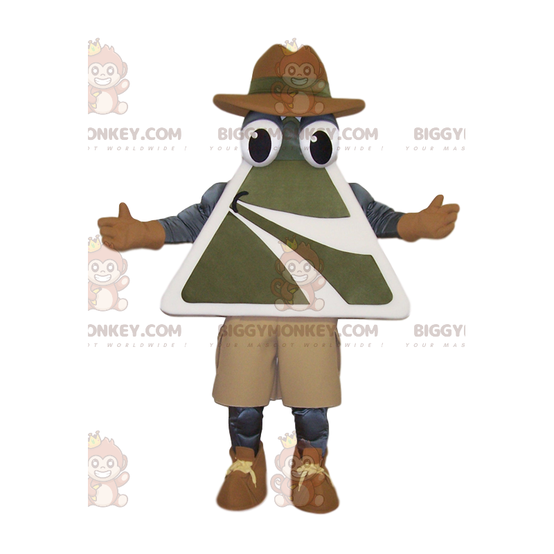 Man BIGGYMONKEY™ Mascot Costume with Traffic Sign -