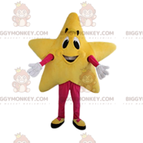 Traje de mascote BIGGYMONKEY™ com estrela amarela sorridente –