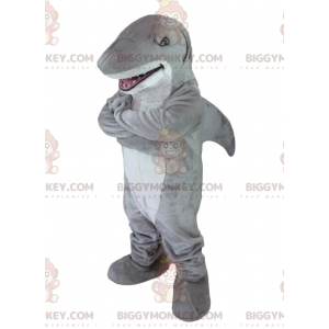 Costume da mascotte BIGGYMONKEY™ squalo grigio e bianco -