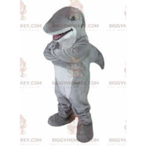 Costume da mascotte BIGGYMONKEY™ squalo grigio e bianco -