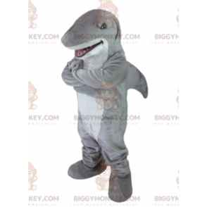 Kostium maskotka szaro-biały rekin BIGGYMONKEY™ -