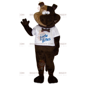 Brown dog BIGGYMONKEY™ mascot costume with white t-shirt –