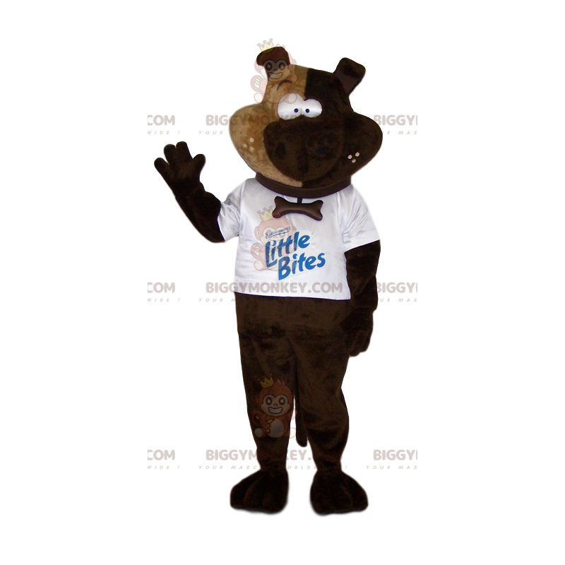 Bruine hond BIGGYMONKEY™ mascottekostuum met wit t-shirt -