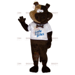Brown dog BIGGYMONKEY™ mascot costume with white t-shirt -