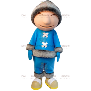 Costume da mascotte Inuit BIGGYMONKEY™ in abito blu e cappello