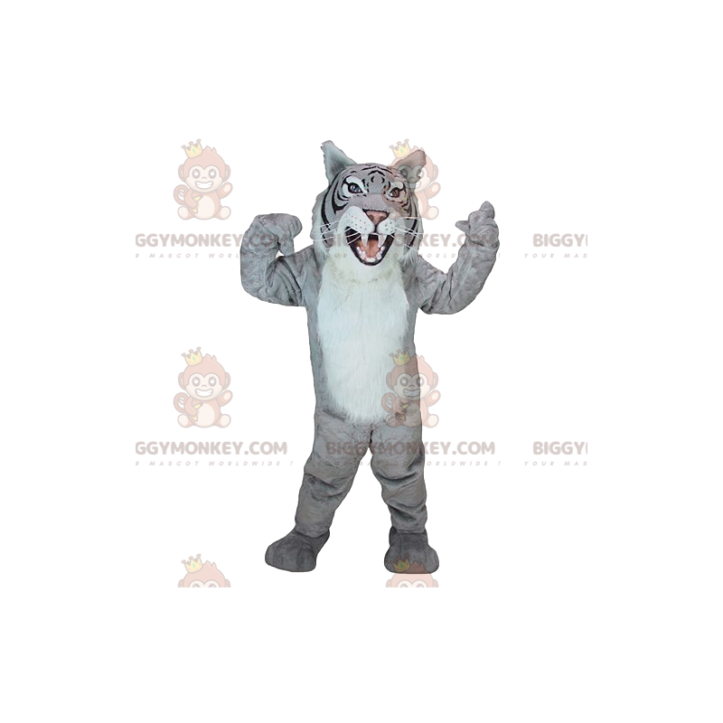 Majestic and Fierce Gray Tiger BIGGYMONKEY™ Mascot Costume -