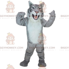 Costume da mascotte BIGGYMONKEY™ tigre grigia maestosa e feroce