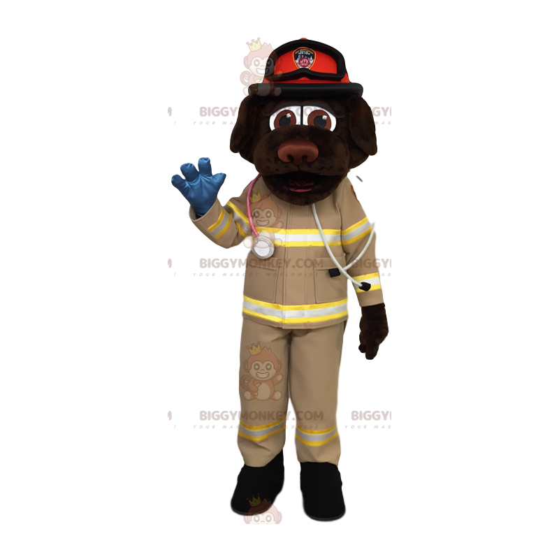 BIGGYMONKEY™ Mascot Costume Brown Labrador Rescuer Outfit –