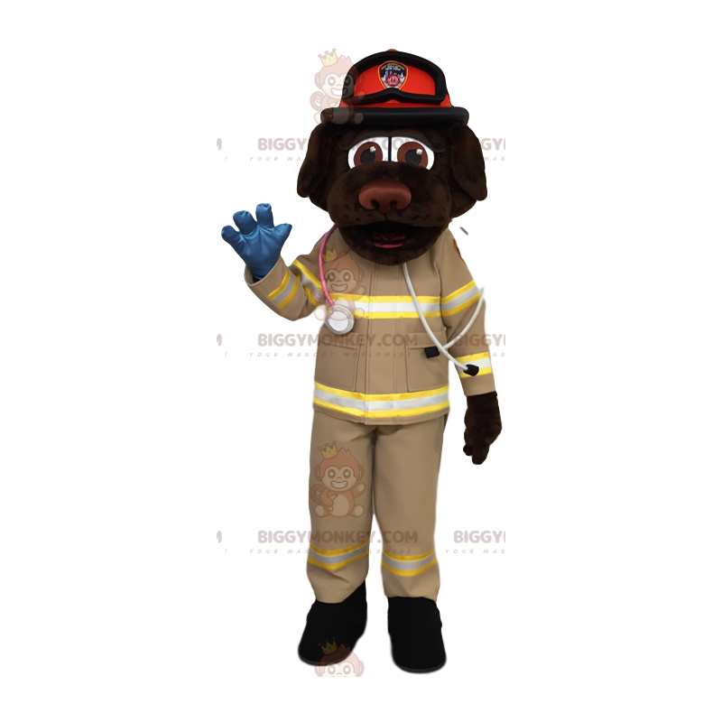 BIGGYMONKEY™ Maskotdräkt Brun Labrador Rescuer Outfit -