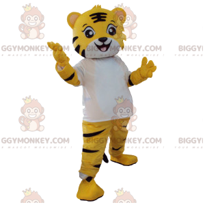 Disfraz de mascota Tiger Cub BIGGYMONKEY™ con camiseta blanca -