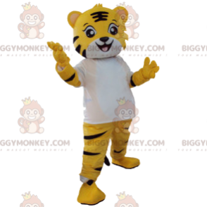 Tigerjunges BIGGYMONKEY™ Maskottchenkostüm mit weißem T-Shirt -