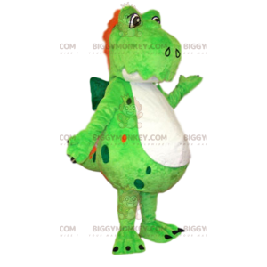 BIGGYMONKEY™ Mascottekostuum Neongroene dinosaurus met rood