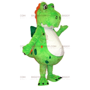BIGGYMONKEY™ Μασκότ Στολή Νέον Πράσινος Δεινόσαυρος με Κόκκινο