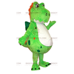 BIGGYMONKEY™ Mascot Costume Neon Green Dinosaur With Red Crest