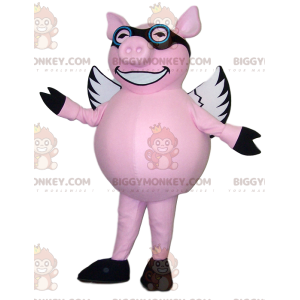 BIGGYMONKEY™ Flying Pink Pig-maskotkostume med briller -