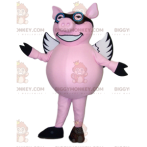 BIGGYMONKEY™ Fliegendes rosa Schwein-Maskottchen-Kostüm mit