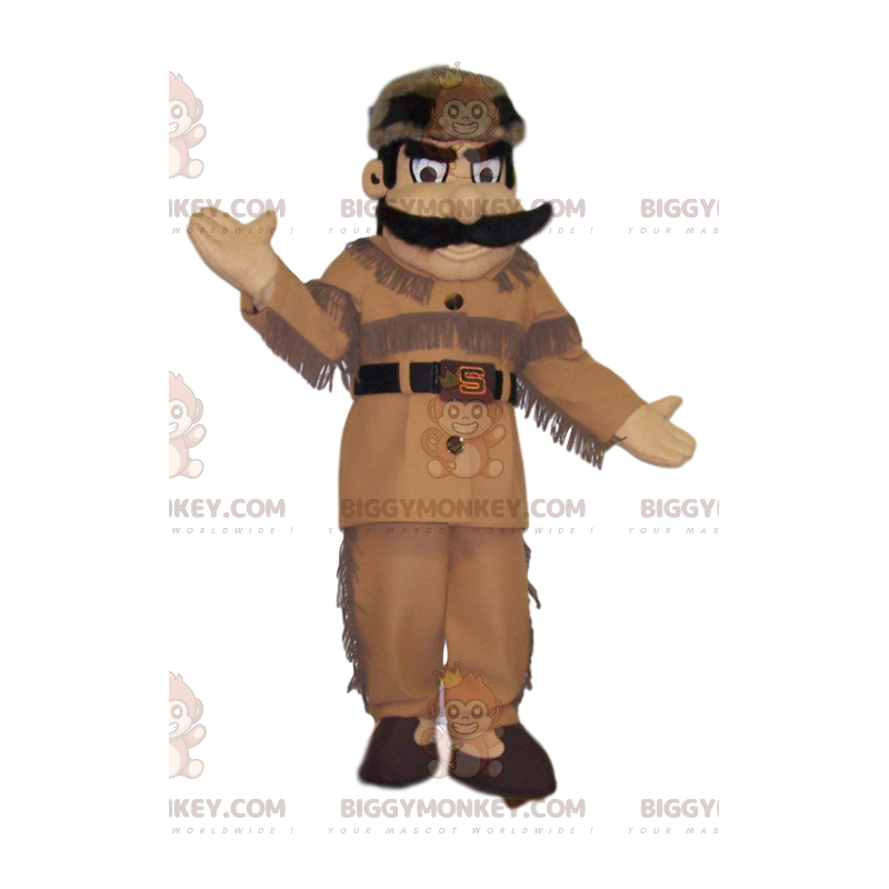 Costume de mascotte BIGGYMONKEY™ de trappeur avec sa toque en