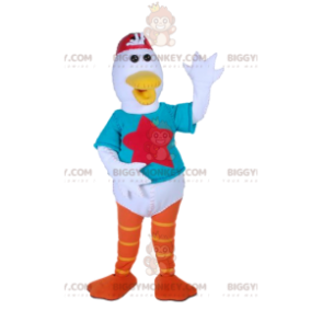 White Duck BIGGYMONKEY™ Mascot Costume with Turquoise T-Shirt –