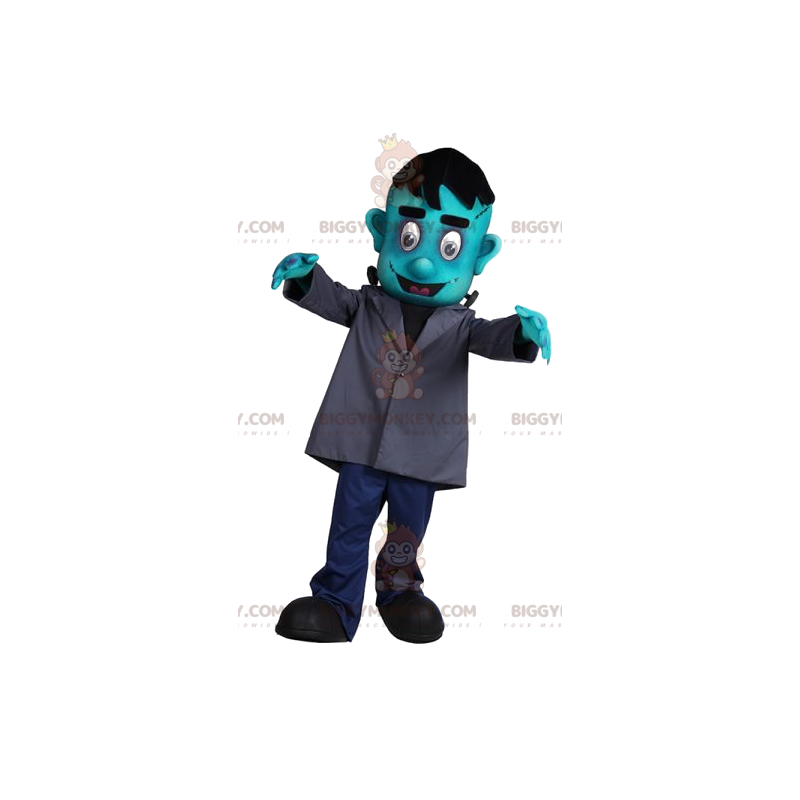 Turquoise Frankenstein BIGGYMONKEY™ Mascot Costume with Gray