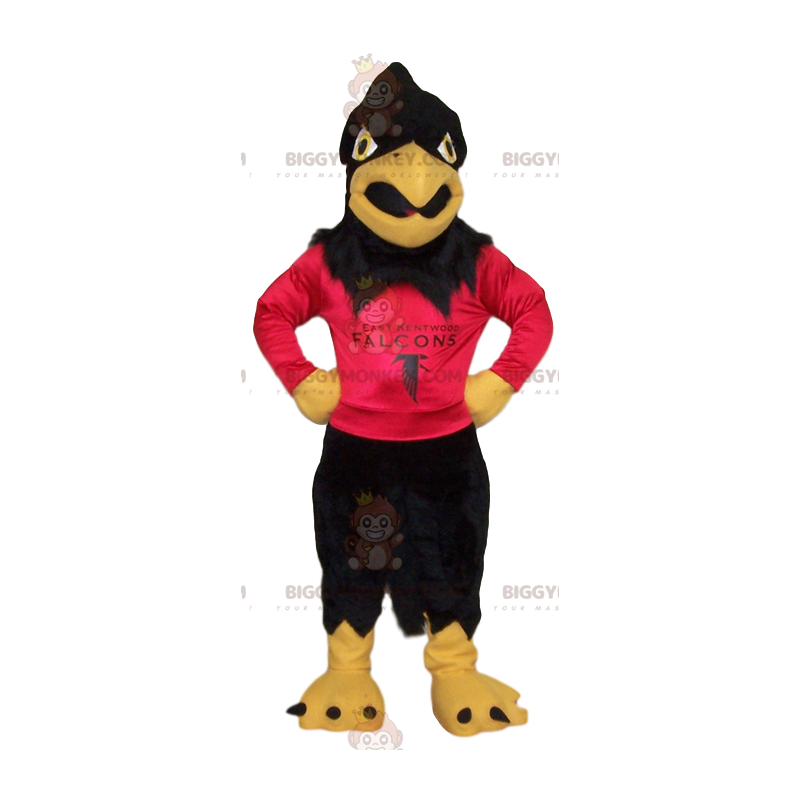 BIGGYMONKEY™ Golden Eagle Mascot Costume With Red Supporter