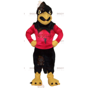 Kostým maskota BIGGYMONKEY™ Golden Eagle s červenou košilí –
